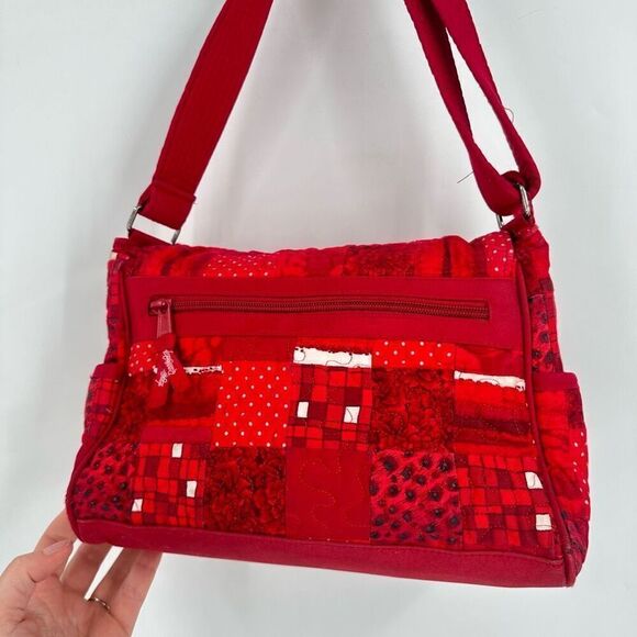 Donna Sharp Floral Polka Dot Leopard Red Adjustable Crossbody Purse Bag - Picture 9 of 16